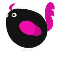 A black and fuchsia chicken