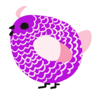 A amethyst and rose chicken with a lace pattern