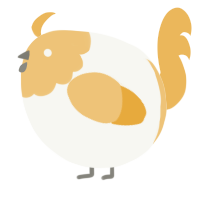 A white and honey chicken with a head pattern