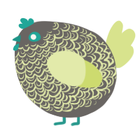 A grey and lemon chicken with a double-lace pattern