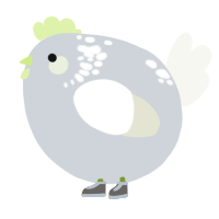 A mist and white chicken with a neck-speckle pattern