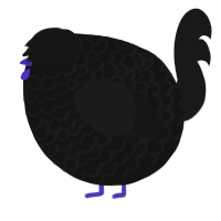 A black and sable chicken with a lace pattern