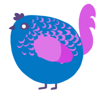 A sapphire and orchid chicken with a half-lace pattern