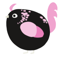 A sable and pink chicken with a neck-speckle pattern