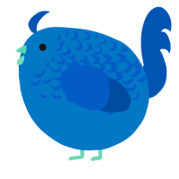 A sapphire and ultramarine chicken with a half-lace pattern