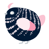 A tumblr and rose chicken with a bar pattern