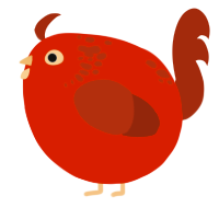 A vermilion and russet chicken with a neck-speckle pattern