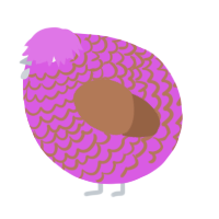 A orchid and brown chicken with a lace pattern