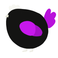 A black and amethyst chicken