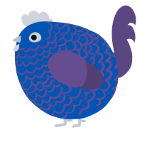 A ultramarine and overcast chicken with a lace pattern