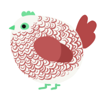 A white and red chicken with a double-lace pattern