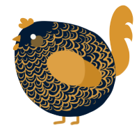 A tumblr and orange chicken with a double-lace pattern