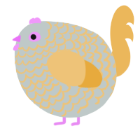 A silver and honey chicken with a lace pattern