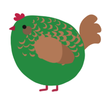 A viridian and brown chicken with a half-lace pattern
