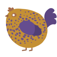 A gold and overcast chicken with a speckle pattern