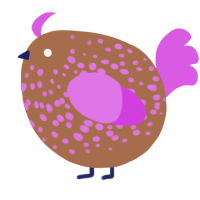 A brown and orchid chicken with a speckle pattern