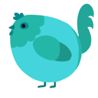 A aqua and turquoise chicken with a head pattern