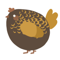 A bark and gold chicken with a half-lace pattern