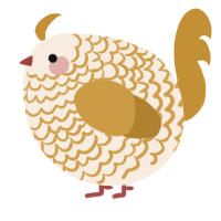 A cream and gold chicken with a lace pattern