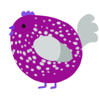 A plum and silver chicken with a speckle pattern