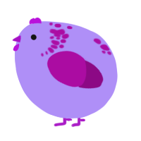 A lilac and plum chicken with a neck-speckle pattern