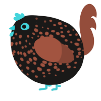 A sable and russet chicken with a speckle pattern