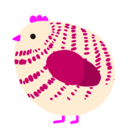 A cream and wine chicken with a bar pattern