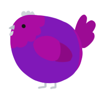 A violet and plum chicken with a head pattern
