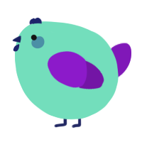 A mint and violet chicken