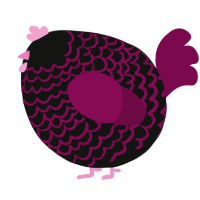 A black and wine chicken with a lace pattern