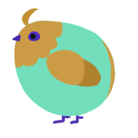 A mint and gold chicken with a head pattern