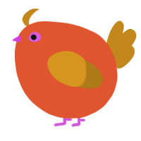 A vermilion and ochre chicken