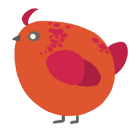 A vermilion and crimson chicken with a neck-speckle pattern