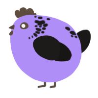 A lilac and sable chicken with a neck-speckle pattern
