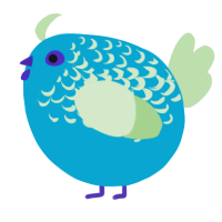 A cerulean and gluppy chicken with a half-lace pattern
