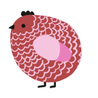 A red and pink chicken with a lace pattern