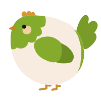 A cream and chartreuse chicken with a head pattern