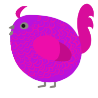 A amethyst and fuchsia chicken with a double-lace pattern