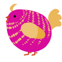 A fuchsia and honey chicken with a bar pattern