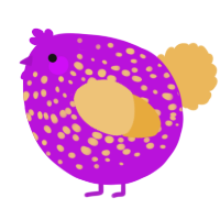 A amethyst and honey chicken with a speckle pattern