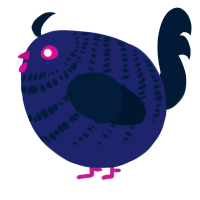 A navy and tumblr chicken with a bar pattern