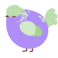A lilac and gluppy chicken with a neck-speckle pattern