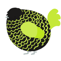 A sable and lime chicken with a lace pattern
