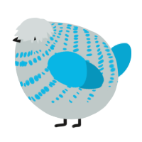 A silver and cerulean chicken with a bar pattern