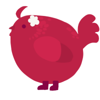 A crimson chicken with a neck-speckle pattern