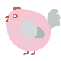 A rose and silver chicken with a speckle pattern