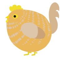 A honey and beige chicken with a bar pattern