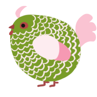 A chartreuse and rose chicken with a lace pattern