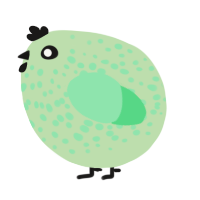 A gluppy and spring chicken with a speckle pattern