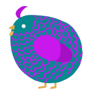 A teal and amethyst chicken with a lace pattern